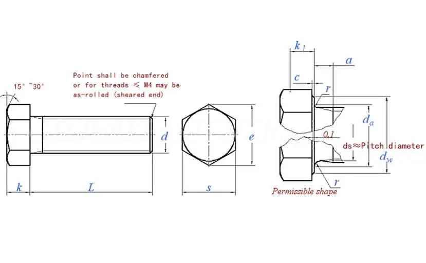 Full Thread Hexagon Head Bolts Grade A and B DIN 933