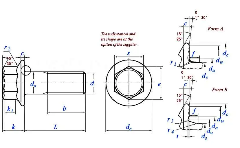 Hexagon head flange bolts DIN 6921