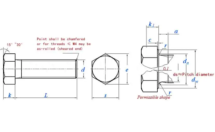 Full Thread Hexagon Head Bolts Grade A and B DIN 933